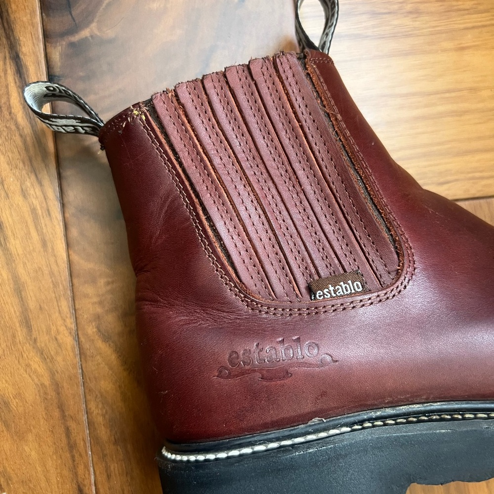 Establo Women's Brown Leather Ankle Boots - Picture 6 of 8